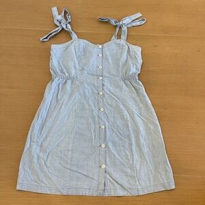 Women's Madewell Size 12 Denim Tie-Sleeve Button Front Sundress Morley NWT